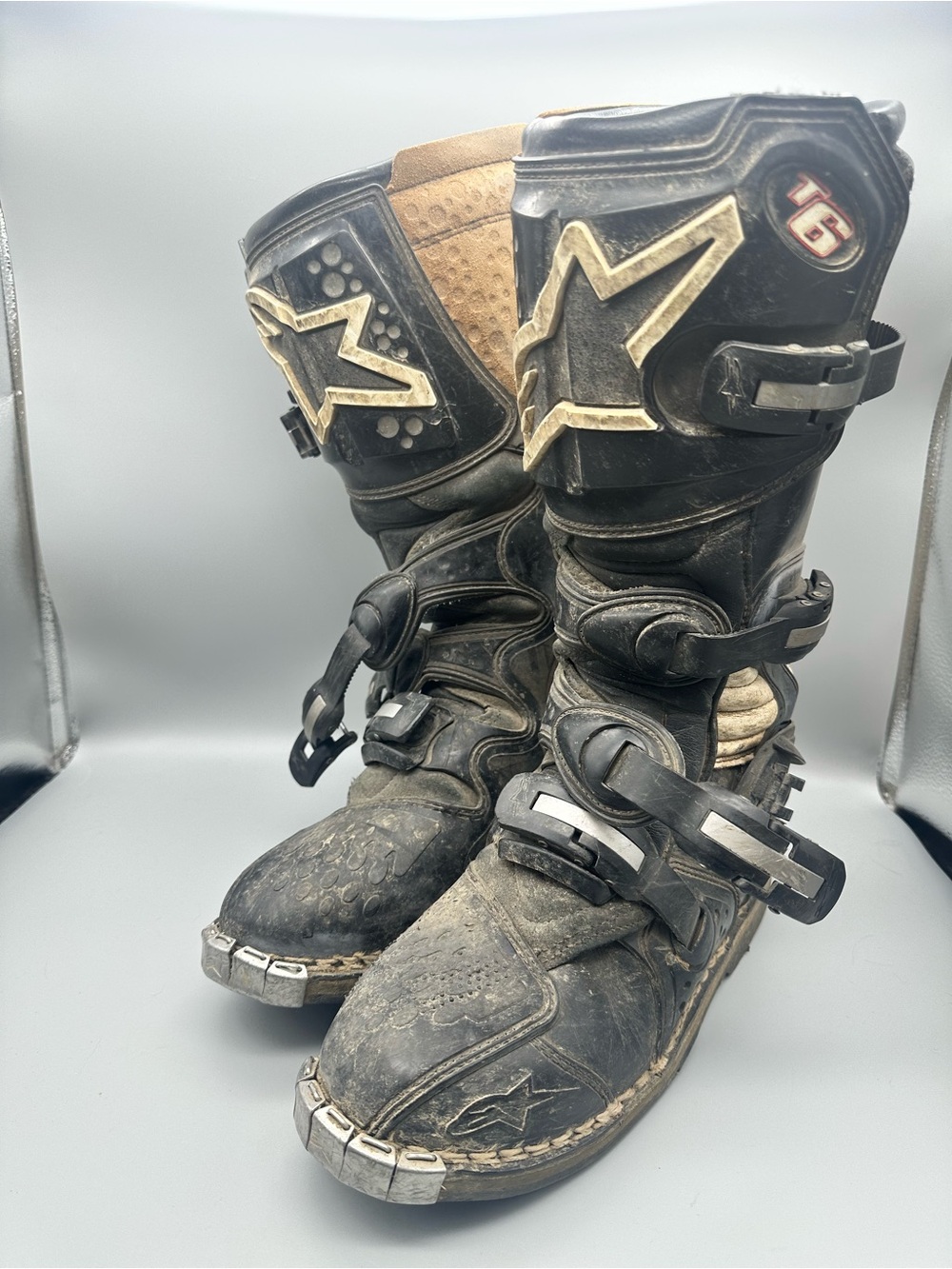 Alpinestars Tech 6 Mens Motocross Boots Black White Dirt Bike Size 10 US